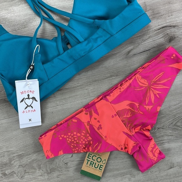 ☀️HURLEY☀️ VOLCOM ☀️MAX SCOOP BIKINI TOP PALM FUN DAY cheeky bikini set - Picture 13 of 16